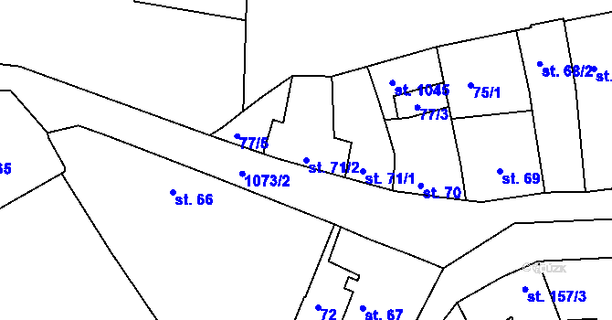 Parcela st. 71/2 v KÚ Brandýs nad Labem, Katastrální mapa