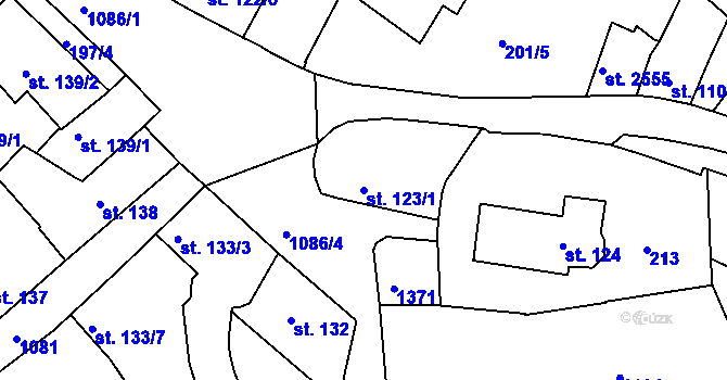 Parcela st. 123/1 v KÚ Brandýs nad Labem, Katastrální mapa