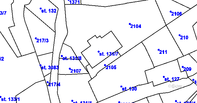 Parcela st. 131/7 v KÚ Brandýs nad Labem, Katastrální mapa