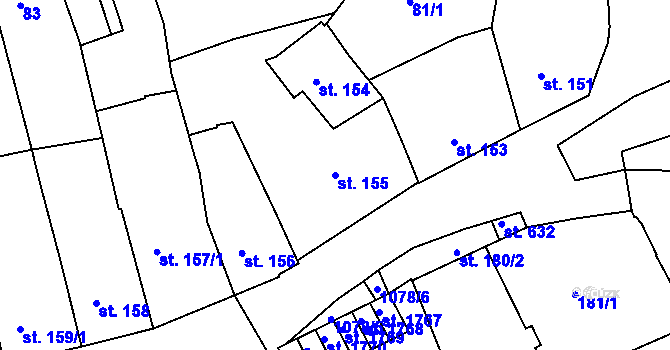Parcela st. 155 v KÚ Brandýs nad Labem, Katastrální mapa