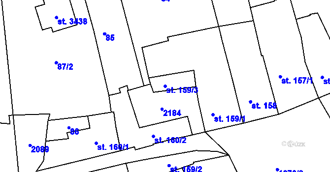 Parcela st. 159/3 v KÚ Brandýs nad Labem, Katastrální mapa