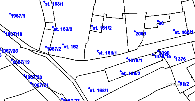 Parcela st. 161/1 v KÚ Brandýs nad Labem, Katastrální mapa