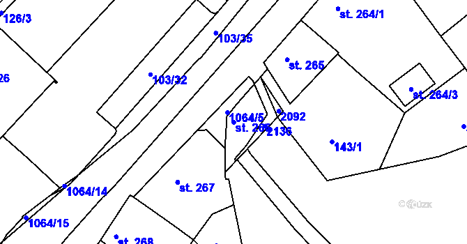Parcela st. 266 v KÚ Brandýs nad Labem, Katastrální mapa