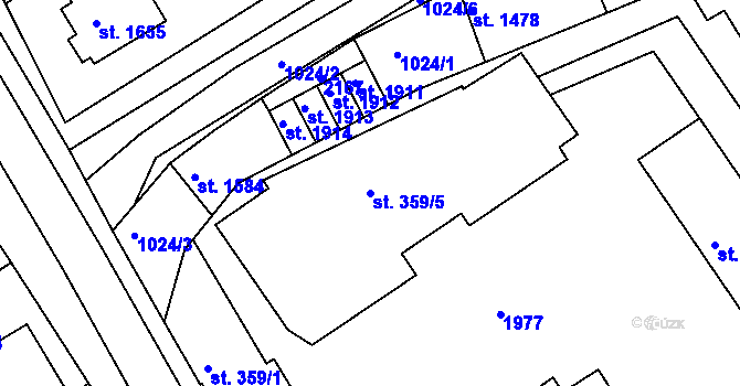 Parcela st. 359/5 v KÚ Brandýs nad Labem, Katastrální mapa