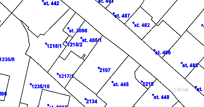 Parcela st. 444 v KÚ Brandýs nad Labem, Katastrální mapa