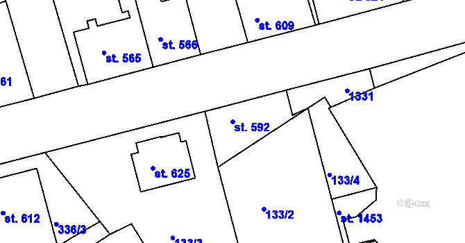 Parcela st. 592 v KÚ Brandýs nad Labem, Katastrální mapa