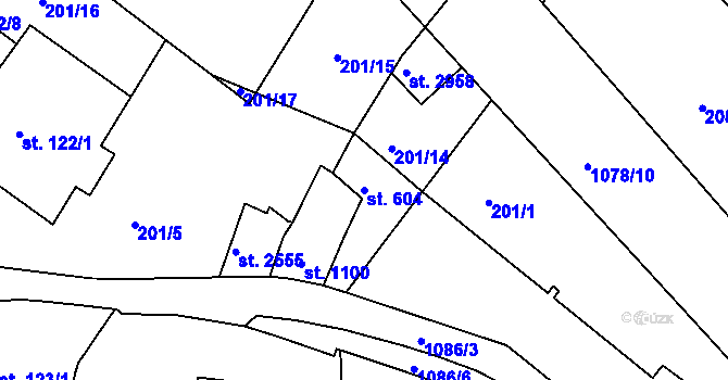 Parcela st. 604 v KÚ Brandýs nad Labem, Katastrální mapa