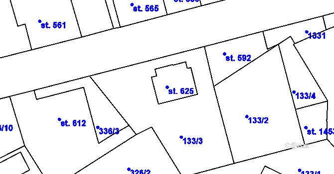 Parcela st. 625 v KÚ Brandýs nad Labem, Katastrální mapa