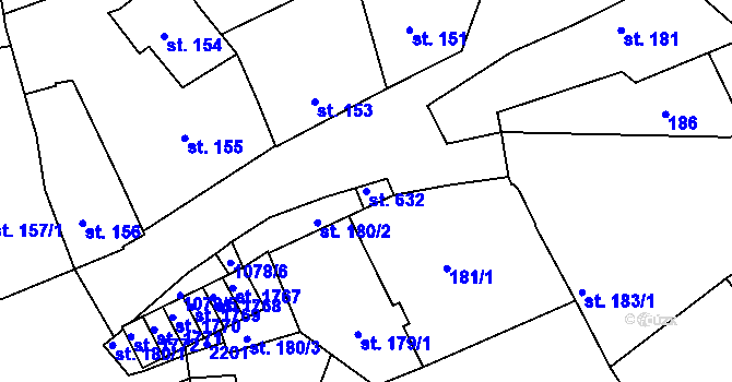 Parcela st. 632 v KÚ Brandýs nad Labem, Katastrální mapa