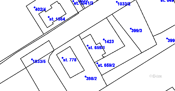 Parcela st. 659/1 v KÚ Brandýs nad Labem, Katastrální mapa