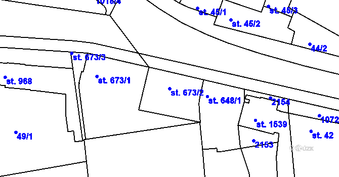 Parcela st. 673/2 v KÚ Brandýs nad Labem, Katastrální mapa
