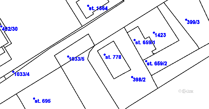 Parcela st. 778 v KÚ Brandýs nad Labem, Katastrální mapa