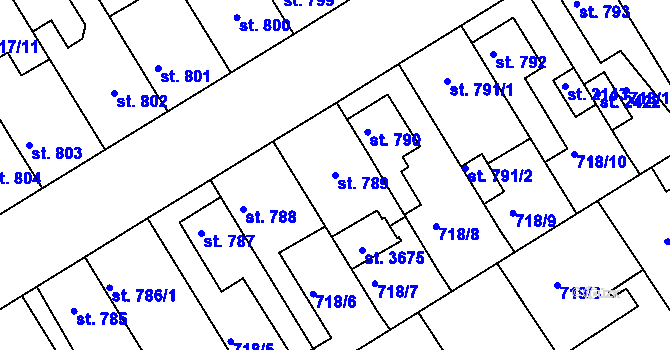 Parcela st. 789 v KÚ Brandýs nad Labem, Katastrální mapa