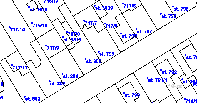 Parcela st. 799 v KÚ Brandýs nad Labem, Katastrální mapa