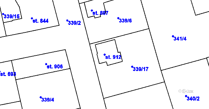 Parcela st. 912 v KÚ Brandýs nad Labem, Katastrální mapa