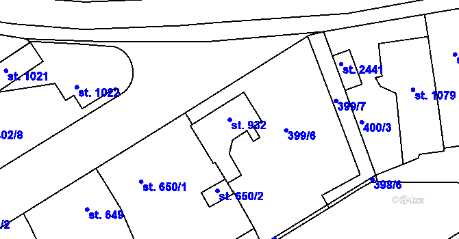 Parcela st. 932 v KÚ Brandýs nad Labem, Katastrální mapa