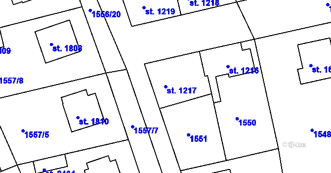 Parcela st. 1217 v KÚ Brandýs nad Labem, Katastrální mapa