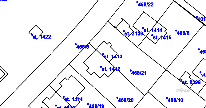 Parcela st. 1413 v KÚ Brandýs nad Labem, Katastrální mapa