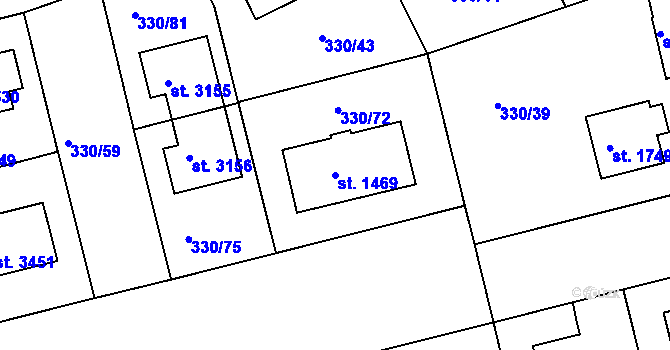 Parcela st. 1469 v KÚ Brandýs nad Labem, Katastrální mapa