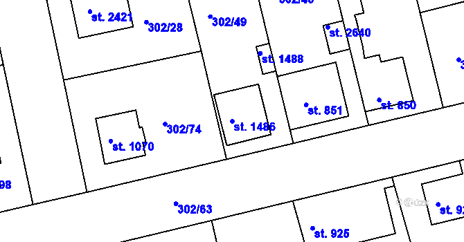 Parcela st. 1486 v KÚ Brandýs nad Labem, Katastrální mapa