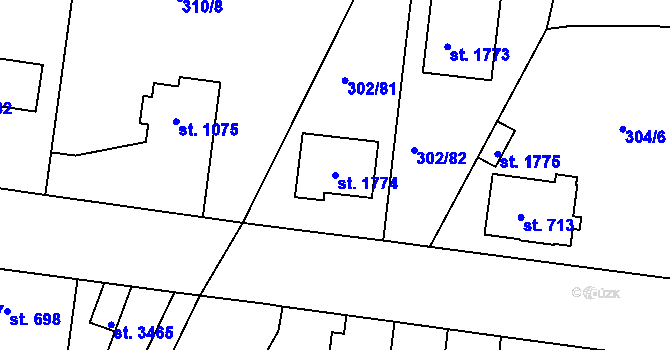 Parcela st. 1774 v KÚ Brandýs nad Labem, Katastrální mapa