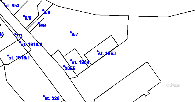 Parcela st. 1963 v KÚ Brandýs nad Labem, Katastrální mapa