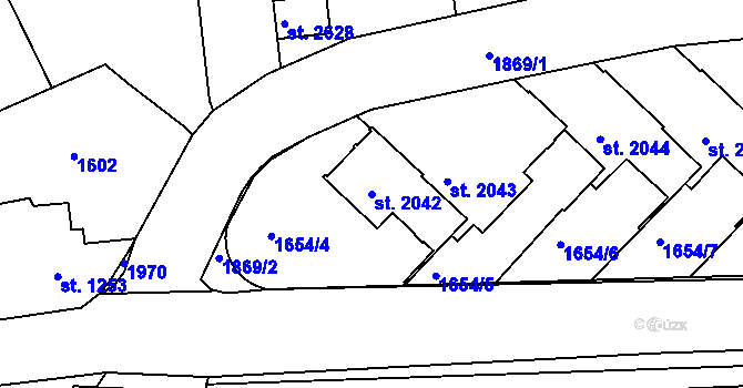 Parcela st. 2042 v KÚ Brandýs nad Labem, Katastrální mapa