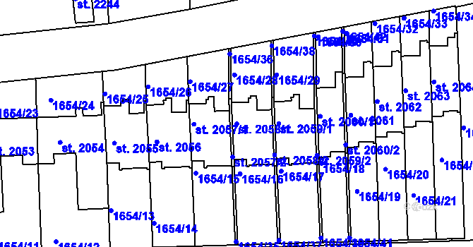 Parcela st. 2058/1 v KÚ Brandýs nad Labem, Katastrální mapa