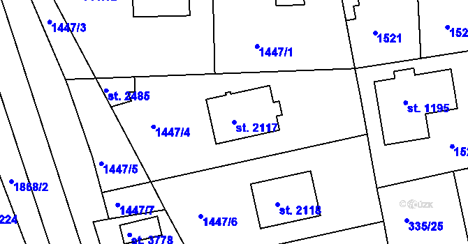 Parcela st. 2117 v KÚ Brandýs nad Labem, Katastrální mapa