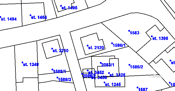 Parcela st. 2120 v KÚ Brandýs nad Labem, Katastrální mapa