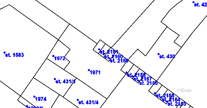 Parcela st. 2160 v KÚ Brandýs nad Labem, Katastrální mapa