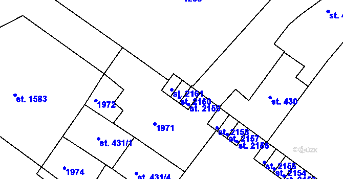 Parcela st. 2161 v KÚ Brandýs nad Labem, Katastrální mapa