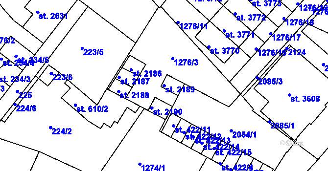 Parcela st. 2189 v KÚ Brandýs nad Labem, Katastrální mapa