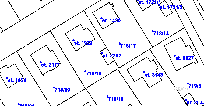 Parcela st. 2262 v KÚ Brandýs nad Labem, Katastrální mapa