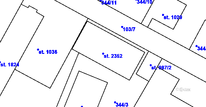 Parcela st. 2352 v KÚ Brandýs nad Labem, Katastrální mapa