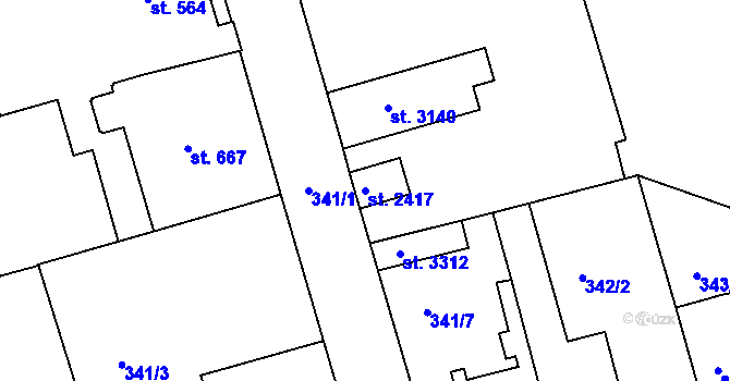 Parcela st. 2417 v KÚ Brandýs nad Labem, Katastrální mapa