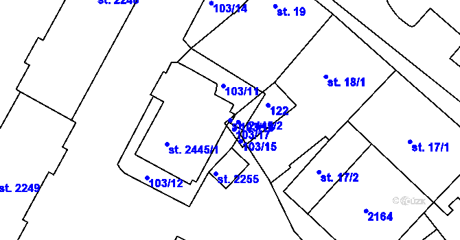 Parcela st. 2445/2 v KÚ Brandýs nad Labem, Katastrální mapa