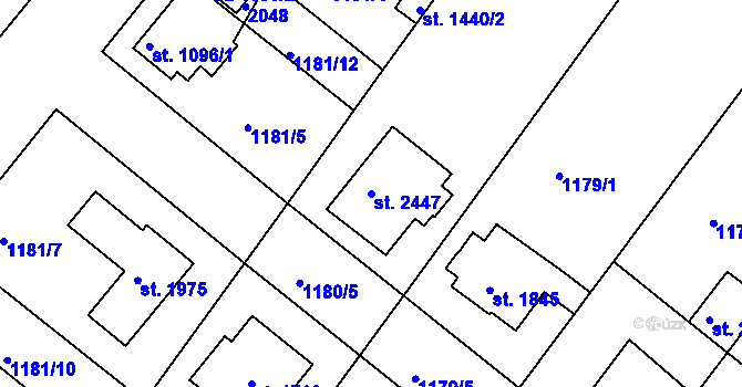Parcela st. 2447 v KÚ Brandýs nad Labem, Katastrální mapa