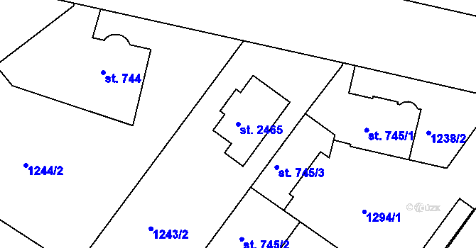 Parcela st. 2465 v KÚ Brandýs nad Labem, Katastrální mapa