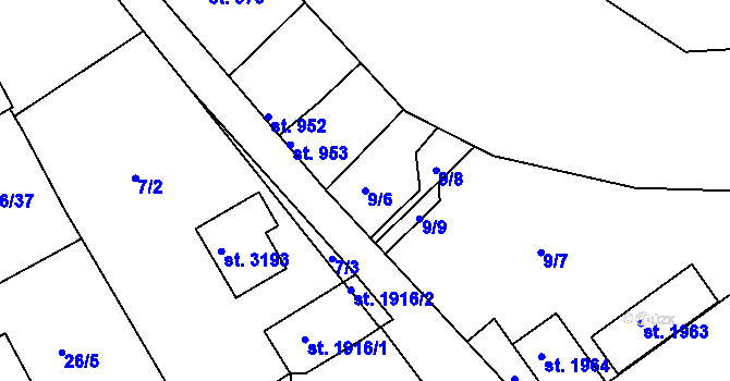 Parcela st. 9/6 v KÚ Brandýs nad Labem, Katastrální mapa