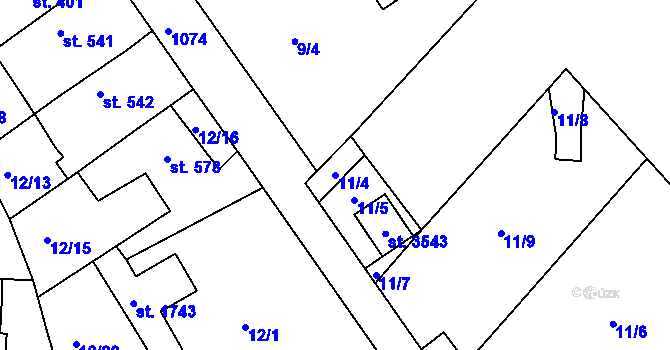 Parcela st. 11/4 v KÚ Brandýs nad Labem, Katastrální mapa