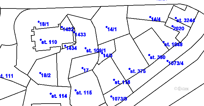 Parcela st. 14/3 v KÚ Brandýs nad Labem, Katastrální mapa