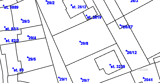 Parcela st. 29/8 v KÚ Brandýs nad Labem, Katastrální mapa