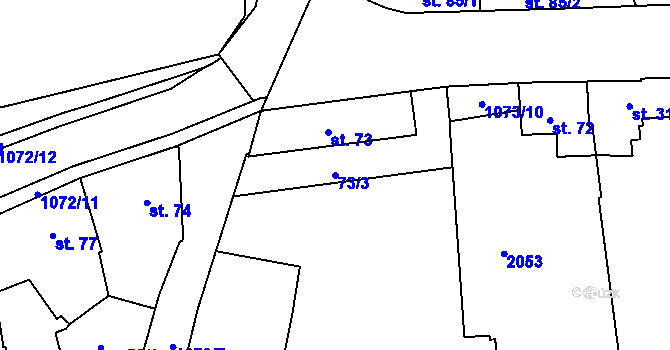 Parcela st. 73/3 v KÚ Brandýs nad Labem, Katastrální mapa