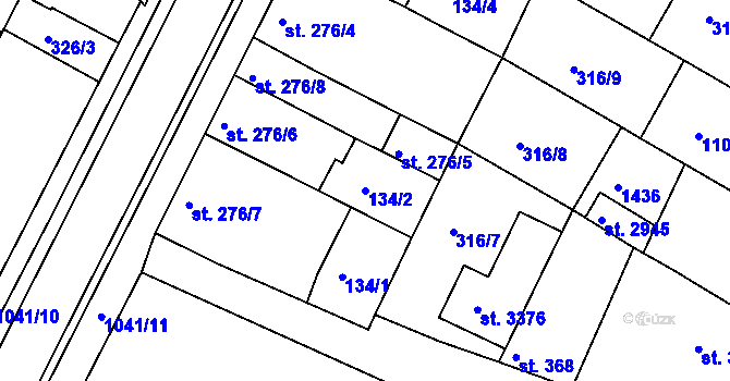 Parcela st. 134/2 v KÚ Brandýs nad Labem, Katastrální mapa