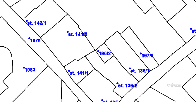 Parcela st. 196/2 v KÚ Brandýs nad Labem, Katastrální mapa
