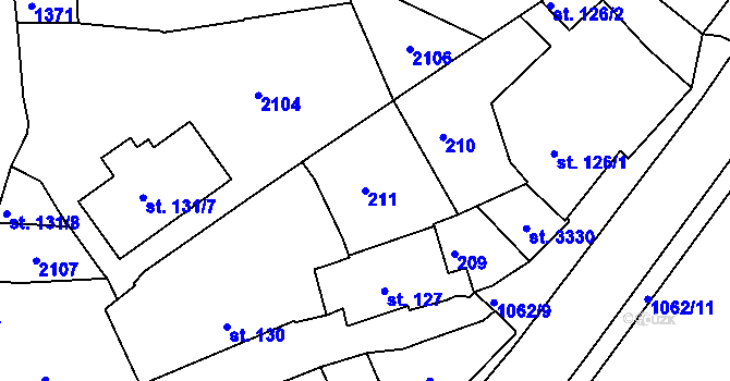 Parcela st. 211 v KÚ Brandýs nad Labem, Katastrální mapa