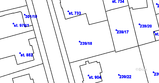 Parcela st. 239/18 v KÚ Brandýs nad Labem, Katastrální mapa
