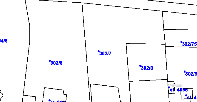 Parcela st. 302/7 v KÚ Brandýs nad Labem, Katastrální mapa