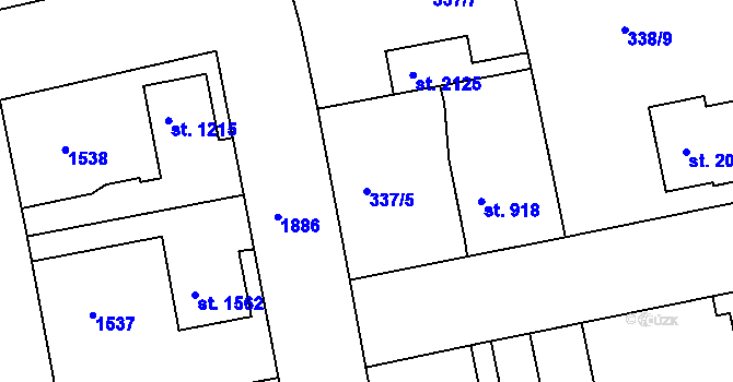Parcela st. 337/5 v KÚ Brandýs nad Labem, Katastrální mapa